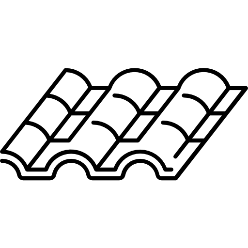 Dachziegel Symbol als schwarz-weiße Grafik zur Illustration von Dachdeckung und Bau.